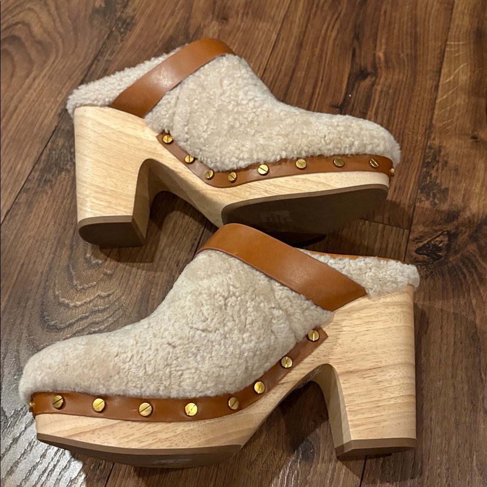 Veronica Beard Shearling and Leather Mules - Picture 9 of 10